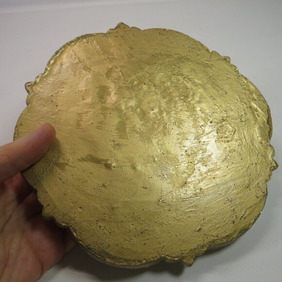 Vintage Medallion Art Deco Victorian Design Gold w Silver Leaf flat back HEAVY - Picture 8 of 12